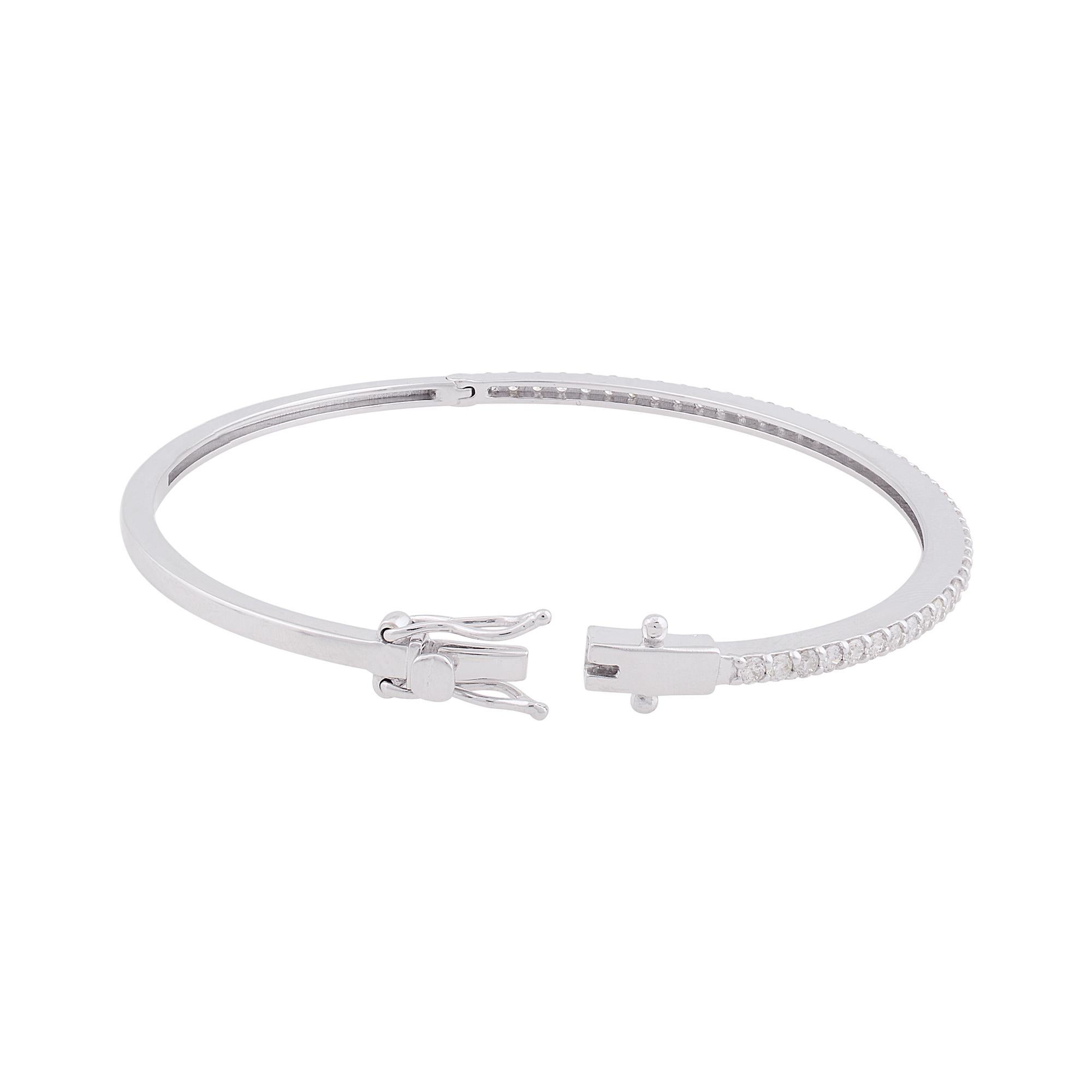 10k Weißgold Natürliche 1.1 Karat. Schlankes Armband mit Diamanten, handgefertigt, feiner Schmuck (Moderne) im Angebot