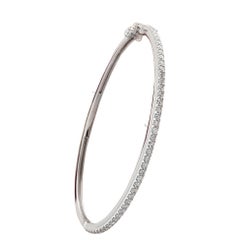 10k White Gold Natural 1.1 Ct. Pave Diamond Sleek Bracelet Handmade Fine Jewelry
