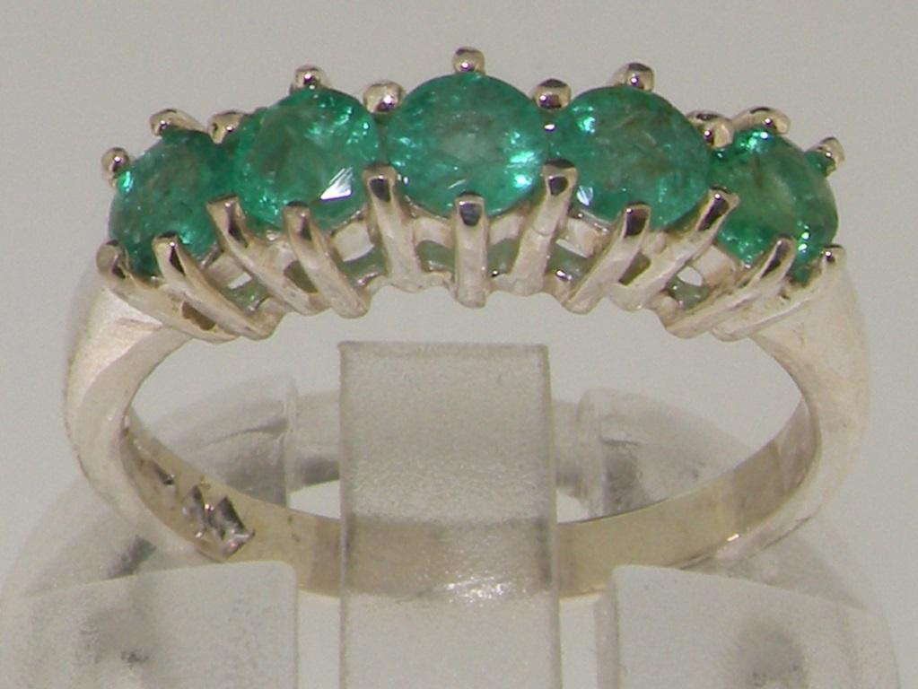 For Sale:  10K White Gold Natural Emerald Eternity Ring, Customizable 2