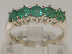 10K White Gold Natural Emerald Eternity Ring, Customizable