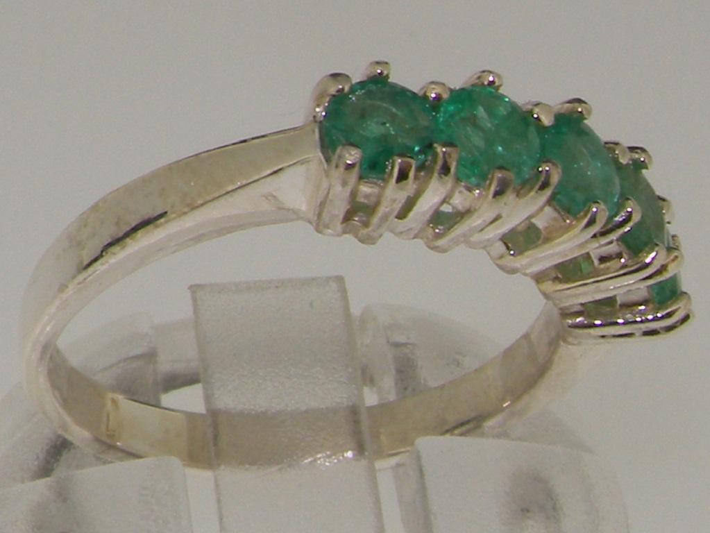 For Sale:  10K White Gold Natural Emerald Eternity Ring, Customizable 3