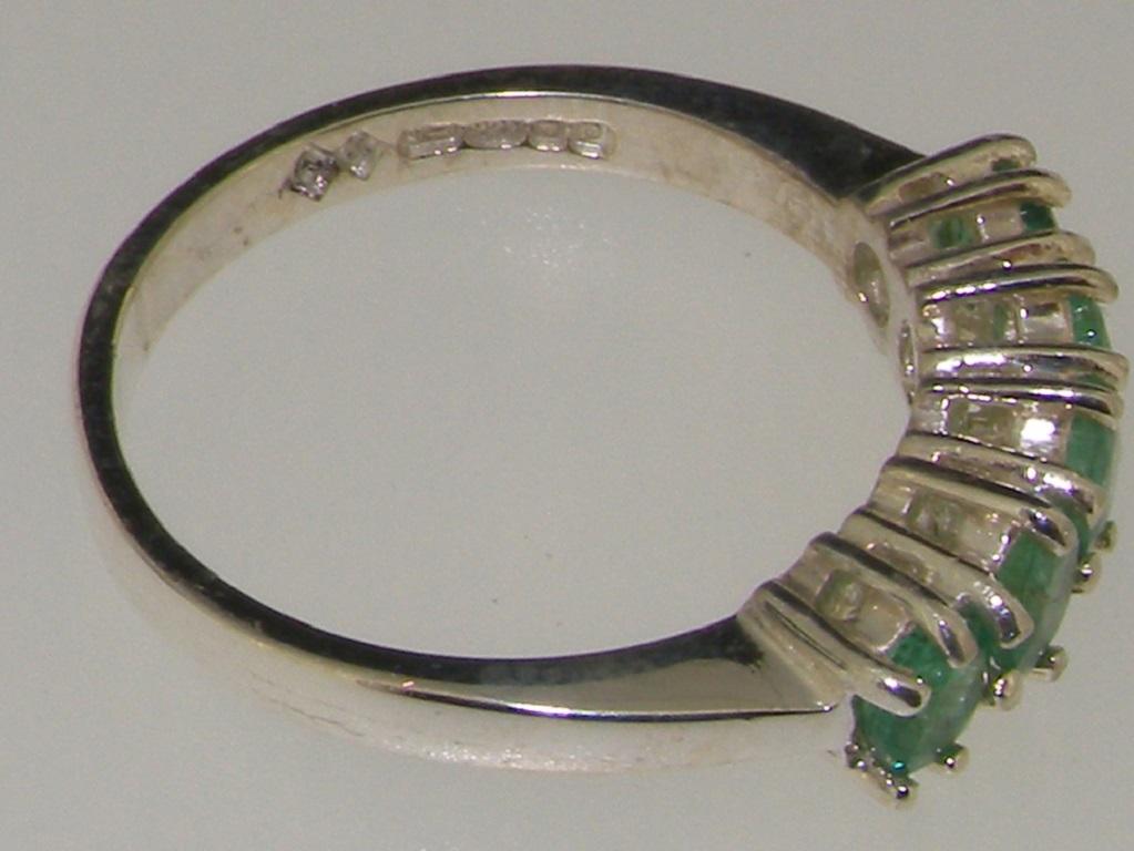 For Sale:  10K White Gold Natural Emerald Eternity Ring, Customizable 4