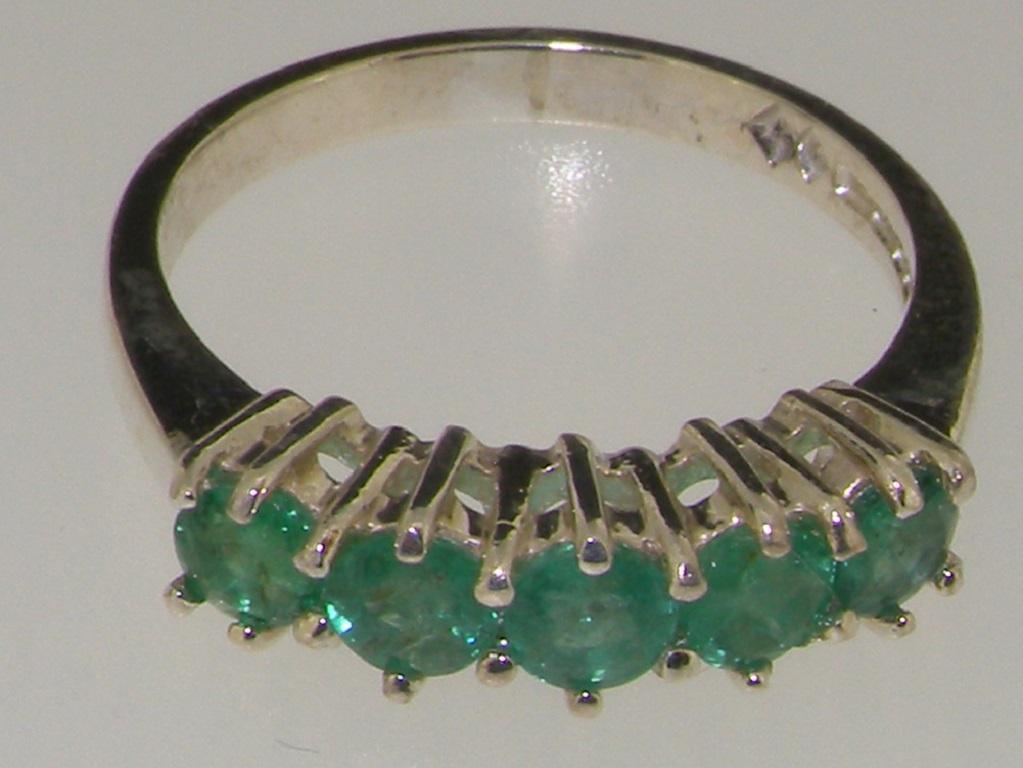 For Sale:  10K White Gold Natural Emerald Eternity Ring, Customizable 5