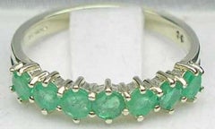 10k White Gold Natural Emerald Womens Eternity Ring, Customizable