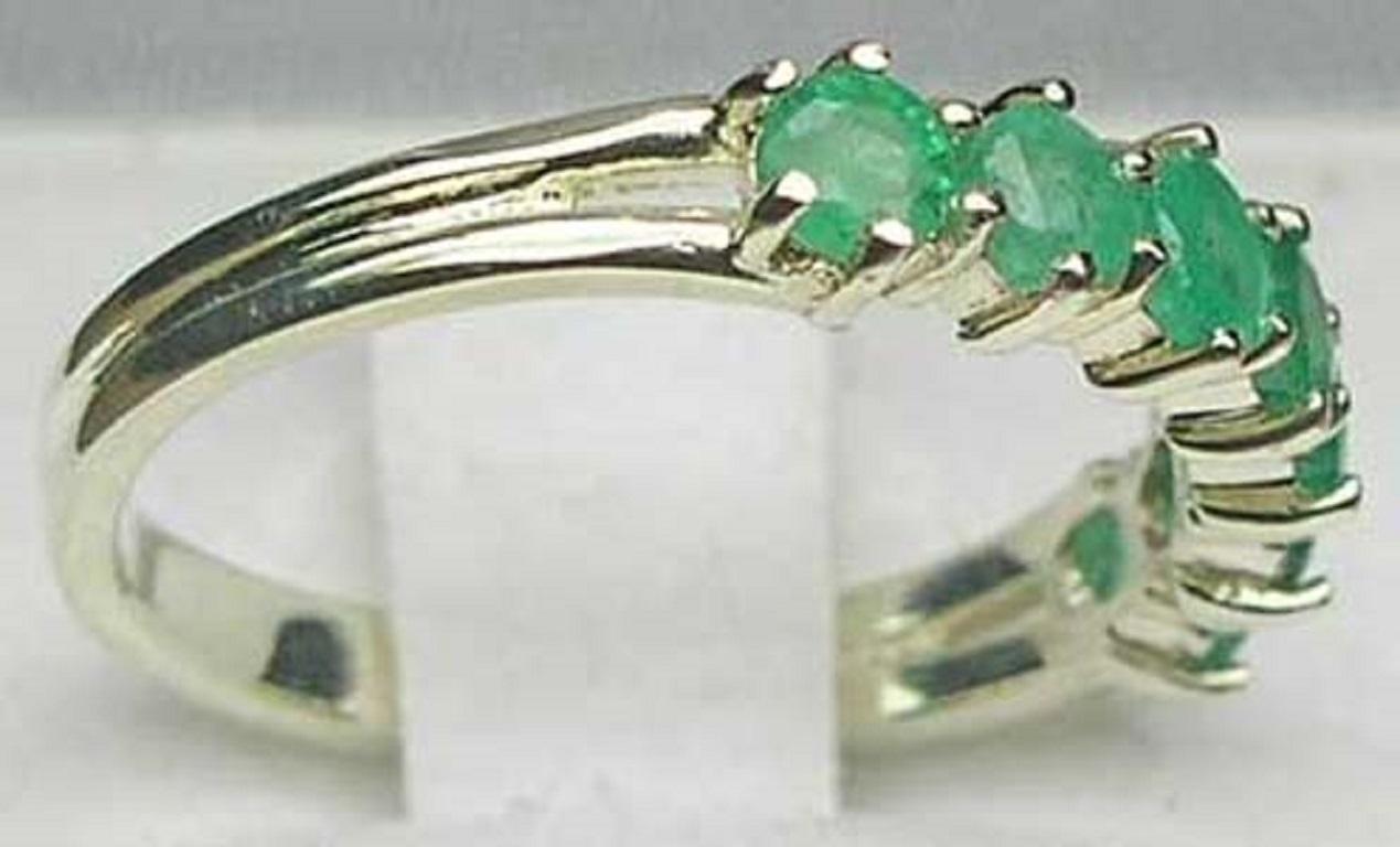 For Sale:  10k White Gold Natural Emerald Womens Eternity Ring, Customizable 3
