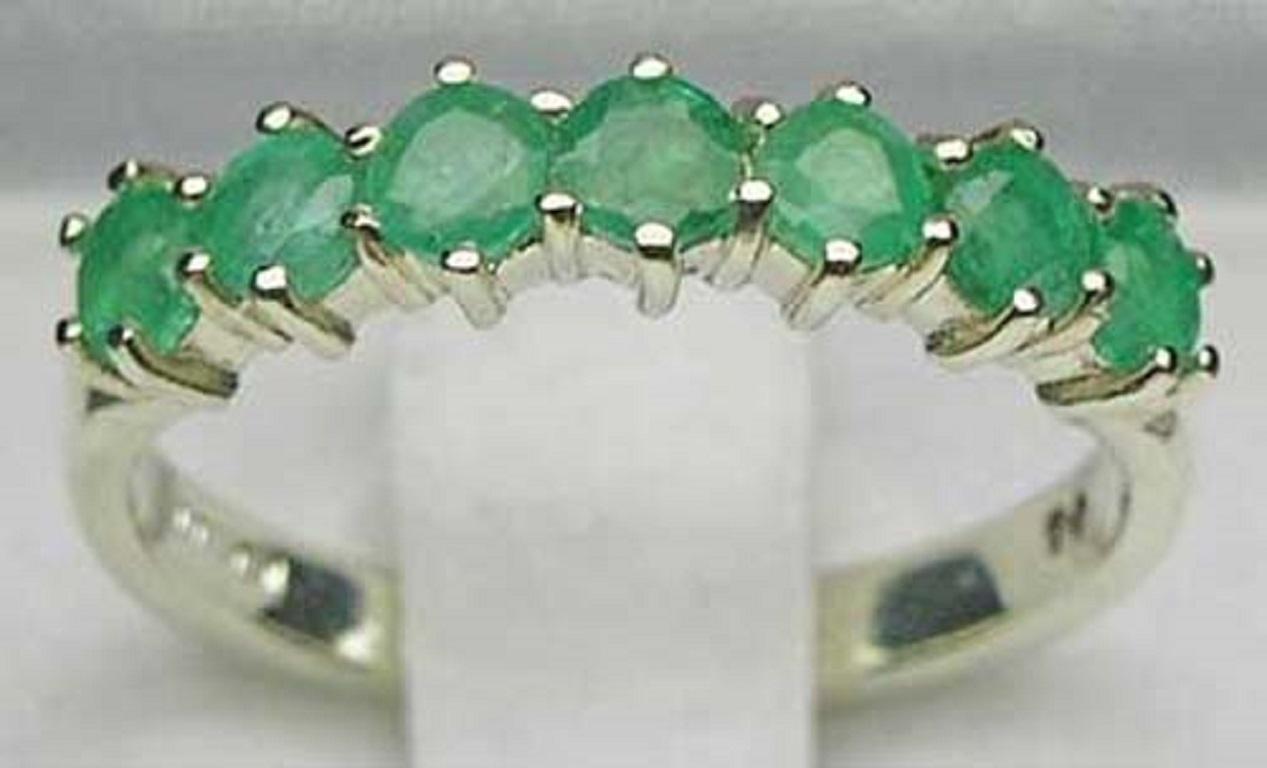 For Sale:  10k White Gold Natural Emerald Womens Eternity Ring, Customizable 4