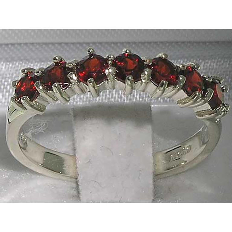 For Sale:  10k White Gold Natural Garnet Womens Eternity Ring-Customizable Metal & Stones 2