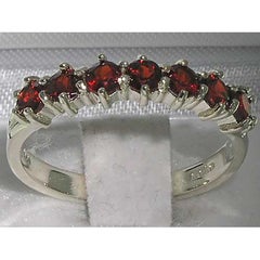 10k White Gold Natural Garnet Womens Eternity Ring-Customizable Metal & Stones