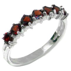 10k White Gold Natural Garnet Womens Eternity Ring-Customizable Metal & Stones