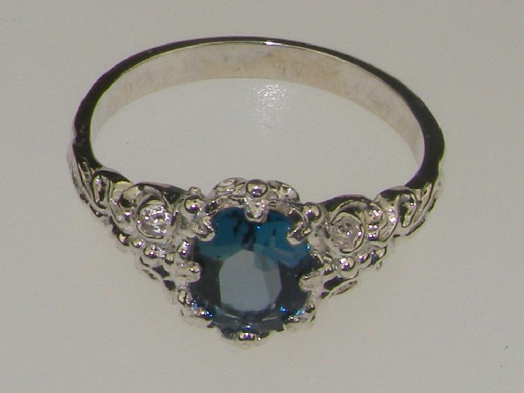 For Sale:  10K White Gold Natural London Blue Topaz Ring, Solitaire Ring Customization 5