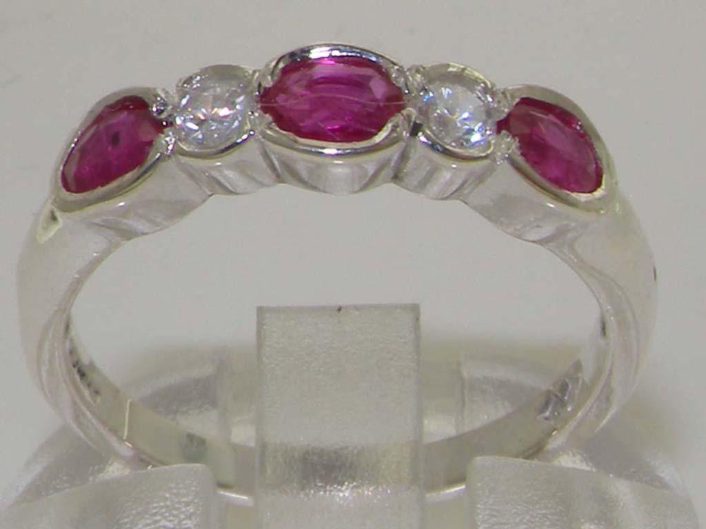 For Sale:  10k White Gold Natural Ruby & Diamond Womens Eternity Ring 3