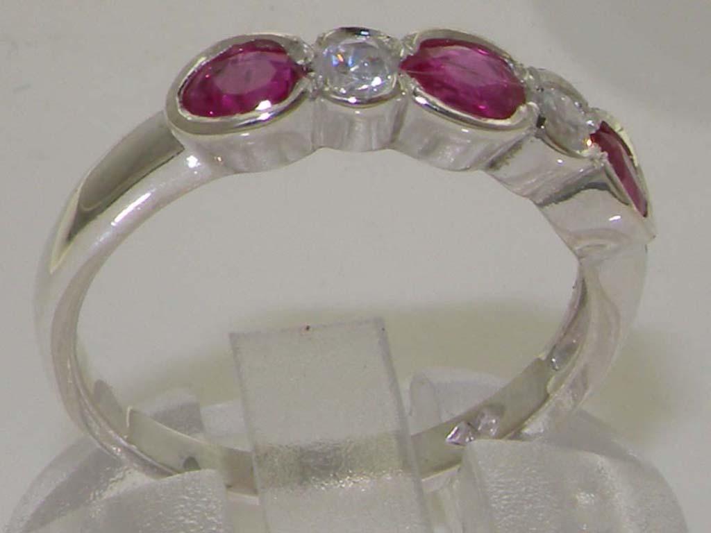 For Sale:  10k White Gold Natural Ruby & Diamond Womens Eternity Ring 4