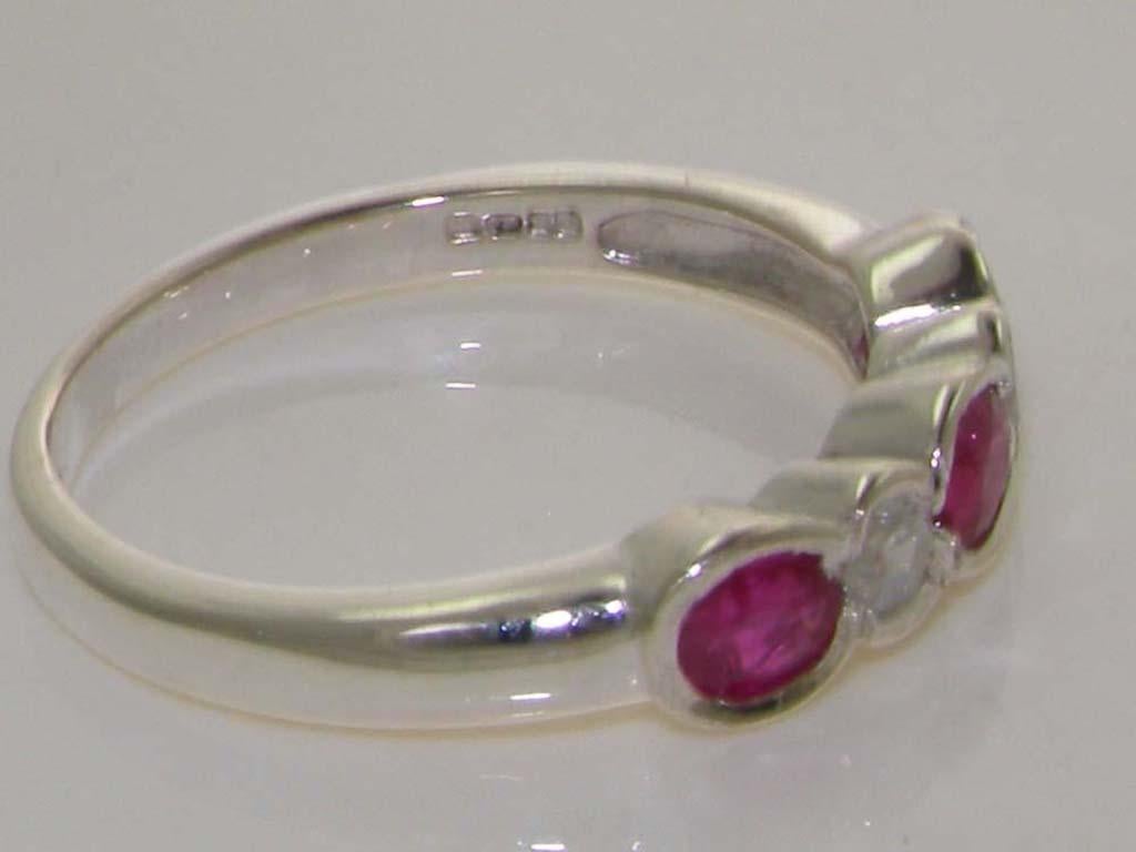 For Sale:  10k White Gold Natural Ruby & Diamond Womens Eternity Ring 5