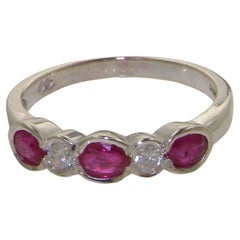 10k White Gold Natural Ruby & Diamond Womens Eternity Ring