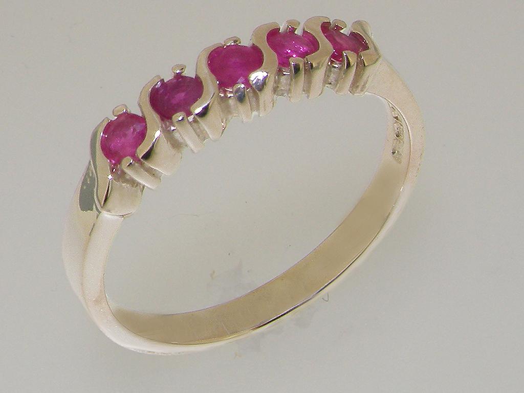For Sale:  10k White Gold Natural Ruby Womens Eternity Ring, Customizable Metal & Stones 2