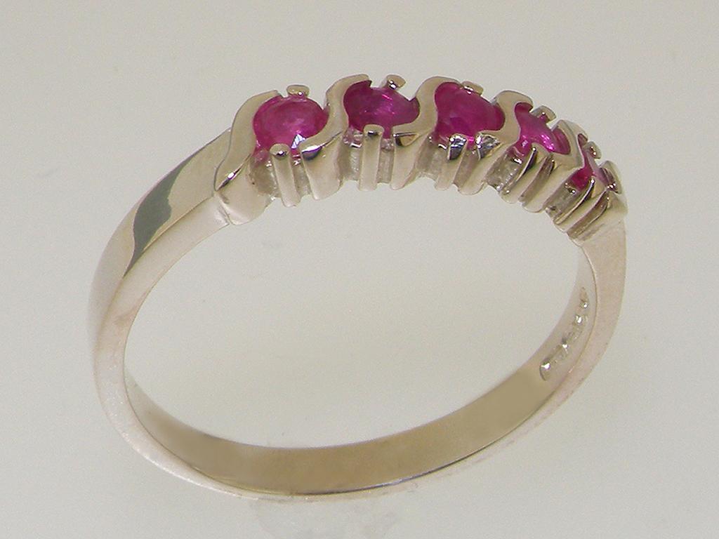 For Sale:  10k White Gold Natural Ruby Womens Eternity Ring, Customizable Metal & Stones 5