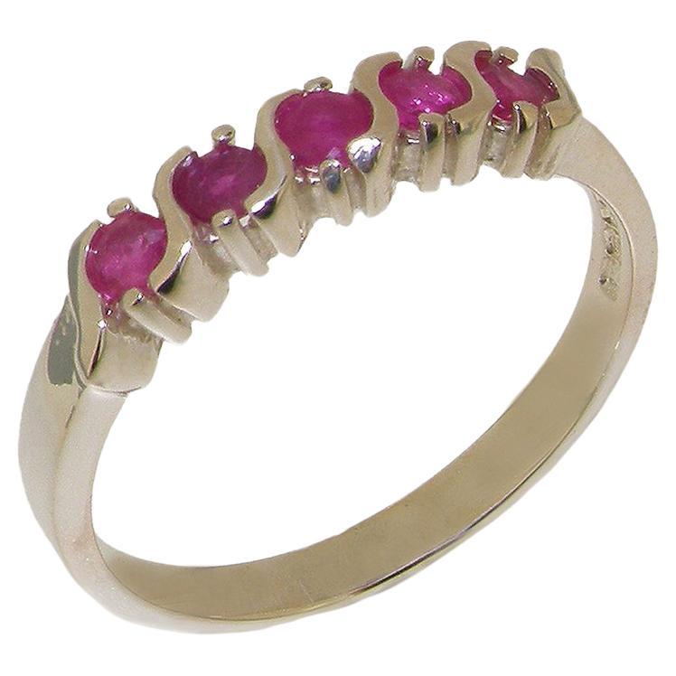 10k Weißgold Eternity-Ring mit natürlichem Rubin für Damen, anpassbarer Metall und Steine