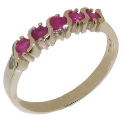 Eternity-Ring für Damen aus 10 Karat Weißgold mit natürlichem Rubin, anpassbar aus Metall und Steinen