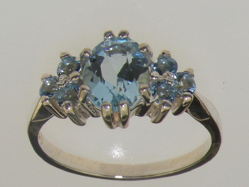 For Sale:  10k White Gold Natural Vibrant Aquamarine Solitaire Style Ring Customizable 3