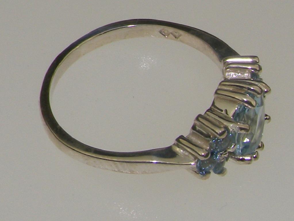 For Sale:  10k White Gold Natural Vibrant Aquamarine Solitaire Style Ring Customizable 4