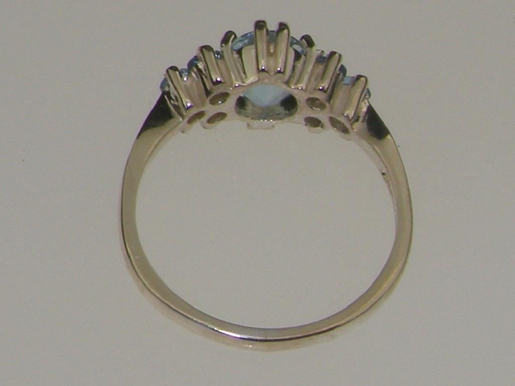 For Sale:  10k White Gold Natural Vibrant Aquamarine Solitaire Style Ring Customizable 6
