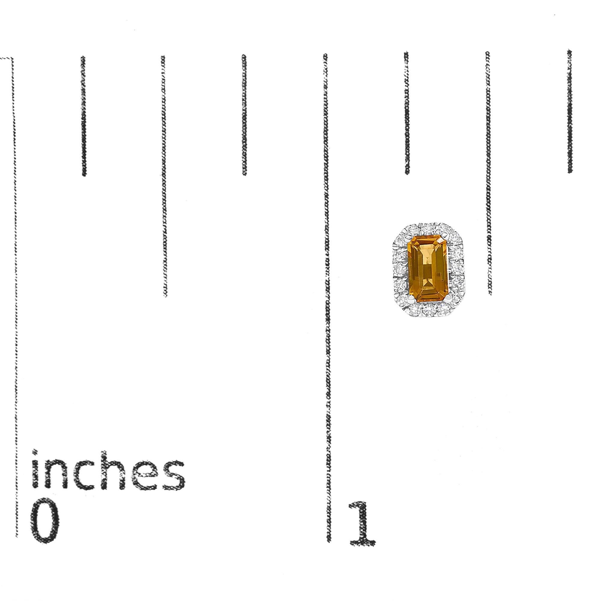 Boucles d'oreilles octogonales en or blanc 10K avec citrine orange et halo de diamants 1/7 Cttw Neuf - En vente à New York, NY