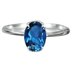 10k White Gold Oval Cut Gemstone Ring Gemstone Engagement Ring