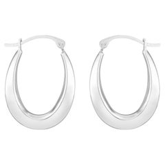 10K White Gold Oval Hoop Earrings