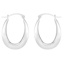 Orecchini a cerchio ovali in oro bianco 10K