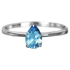 10k White Gold Pear Gemstone Ring Birthstone Ring Engagement Ring
