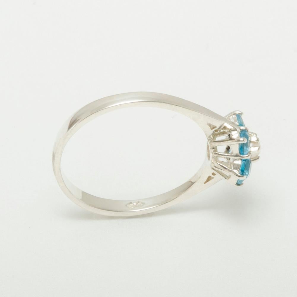 For Sale:  10k White Gold Pearl & Blue Topaz Womens Cluster Ring 3