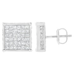 10K White Gold 2.0 Carat Princess-Cut Composite Diamond Stud Earring