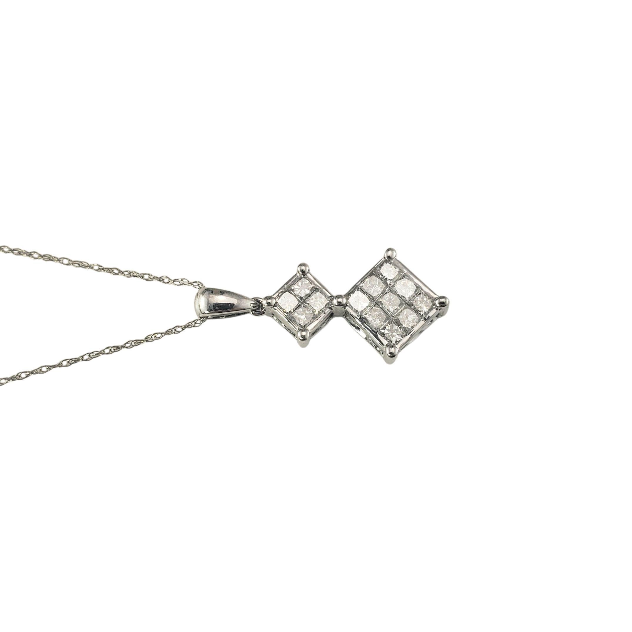 Taglio princess Collana con ciondolo con diamante taglio principessa in oro bianco 10K #23405 in vendita