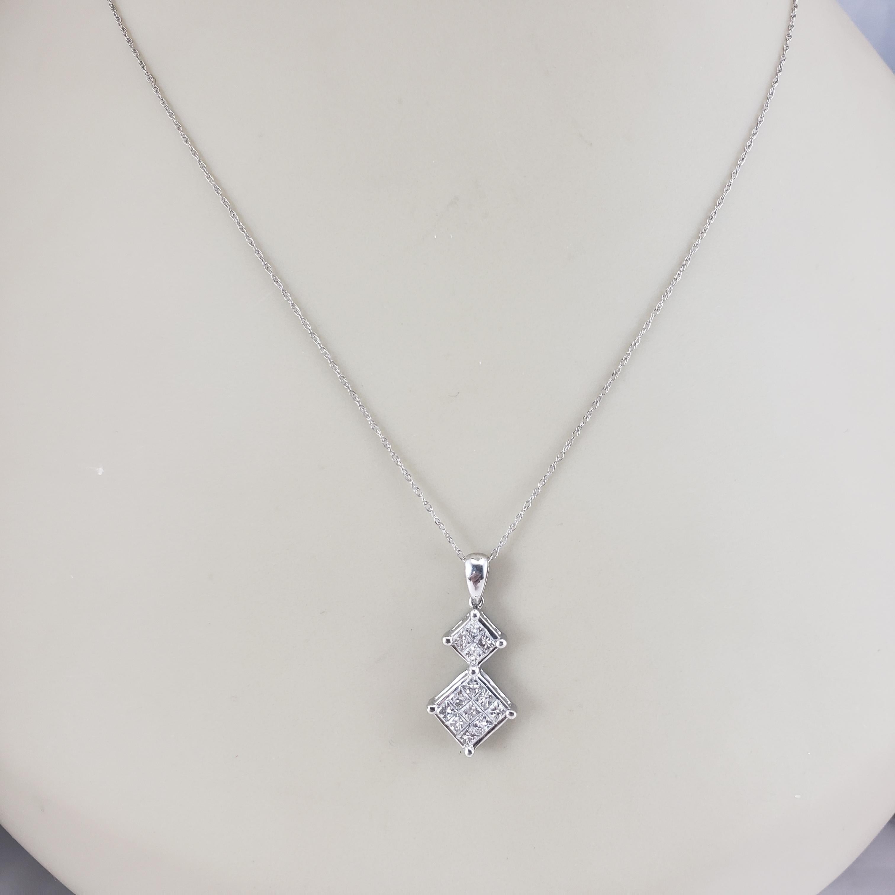 Donna Collana con ciondolo con diamante taglio principessa in oro bianco 10K #23405 in vendita