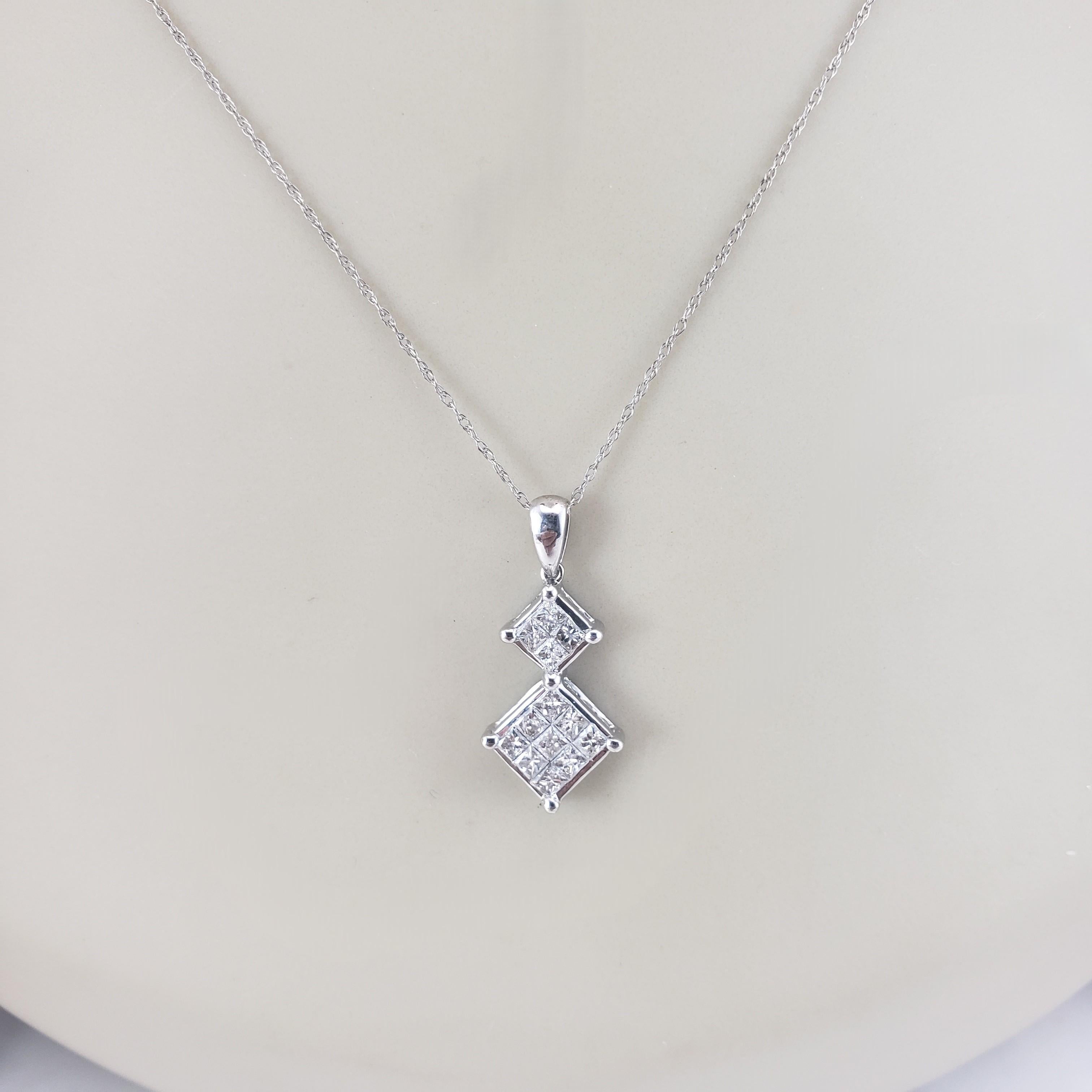 Collana con ciondolo con diamante taglio principessa in oro bianco 10K #23405 in vendita 1