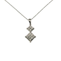 Collana con ciondolo con diamante taglio principessa in oro bianco 10K #23405