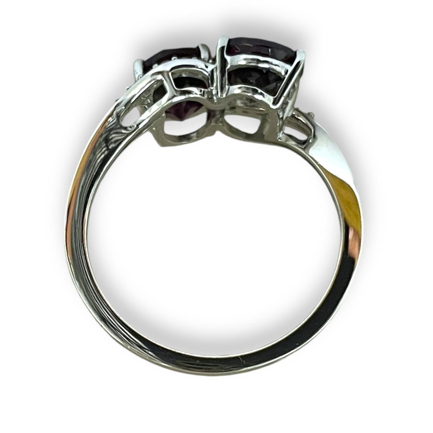 Oval Cut Solid White Gold Radiant Garnet and Diamond White Gold Delight ring Size 6 For Sale