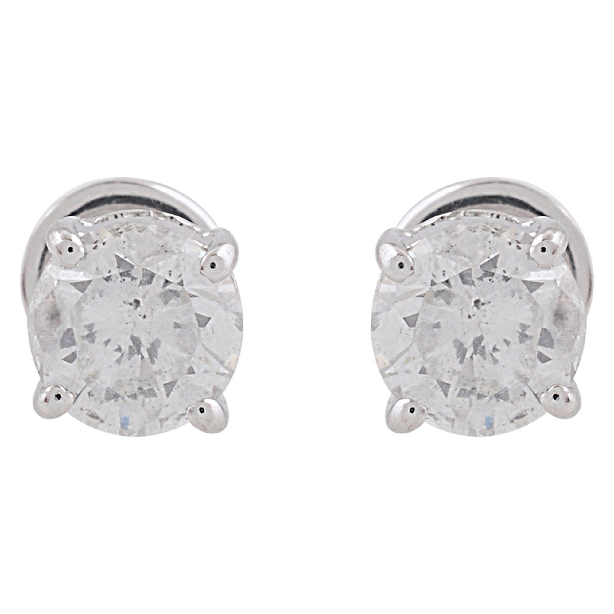 10k White Gold Real 1.05 Ct. Solitaire Diamond Minimalist Stud Earrings Jewelry