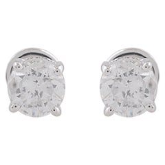10k White Gold Real 1.05 Ct. Solitaire Diamond Minimalist Stud Earrings Jewelry