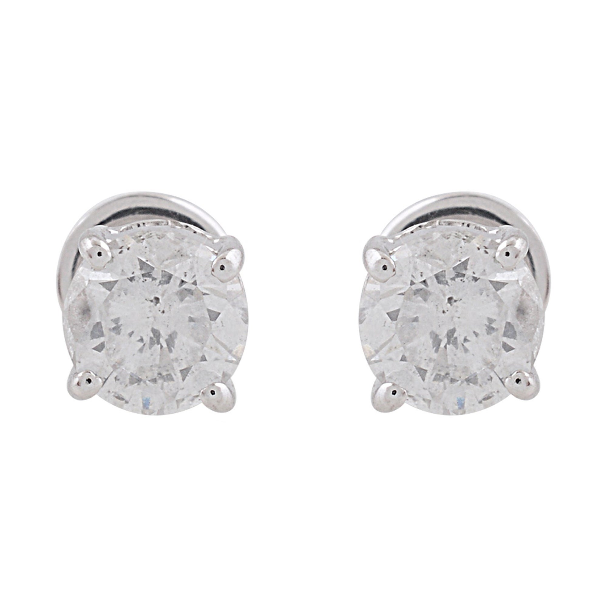 10k White Gold Real 1.05 Ct. Solitaire Diamond Minimalist Stud Earrings Jewelry For Sale