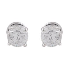 10k White Gold Real 1.05 Ct. Solitaire Diamond Minimalist Stud Earrings Jewelry