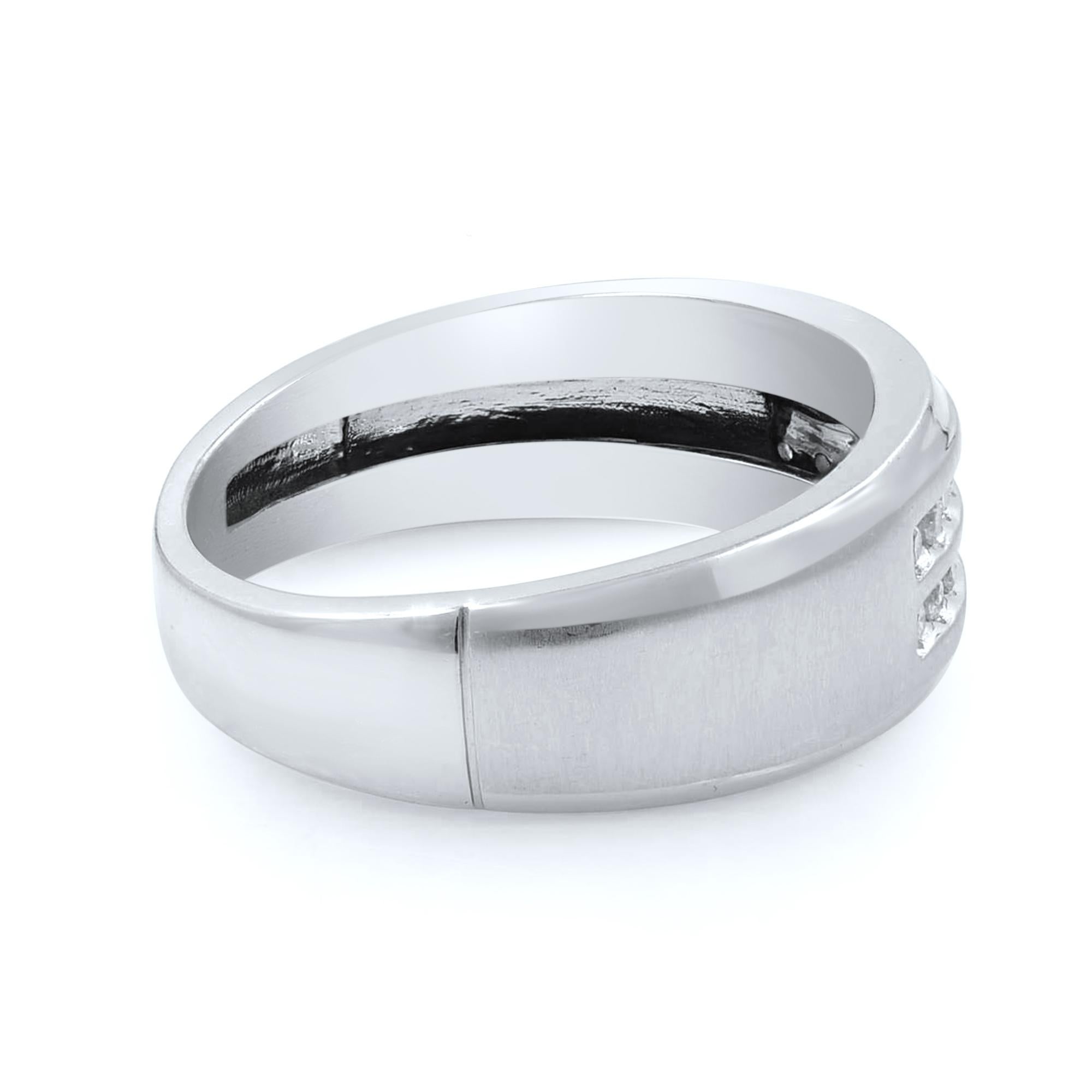 Women's 10 Karat White Gold Round Cut Diamond Wedding Band Ring for Men 0.36 Carat