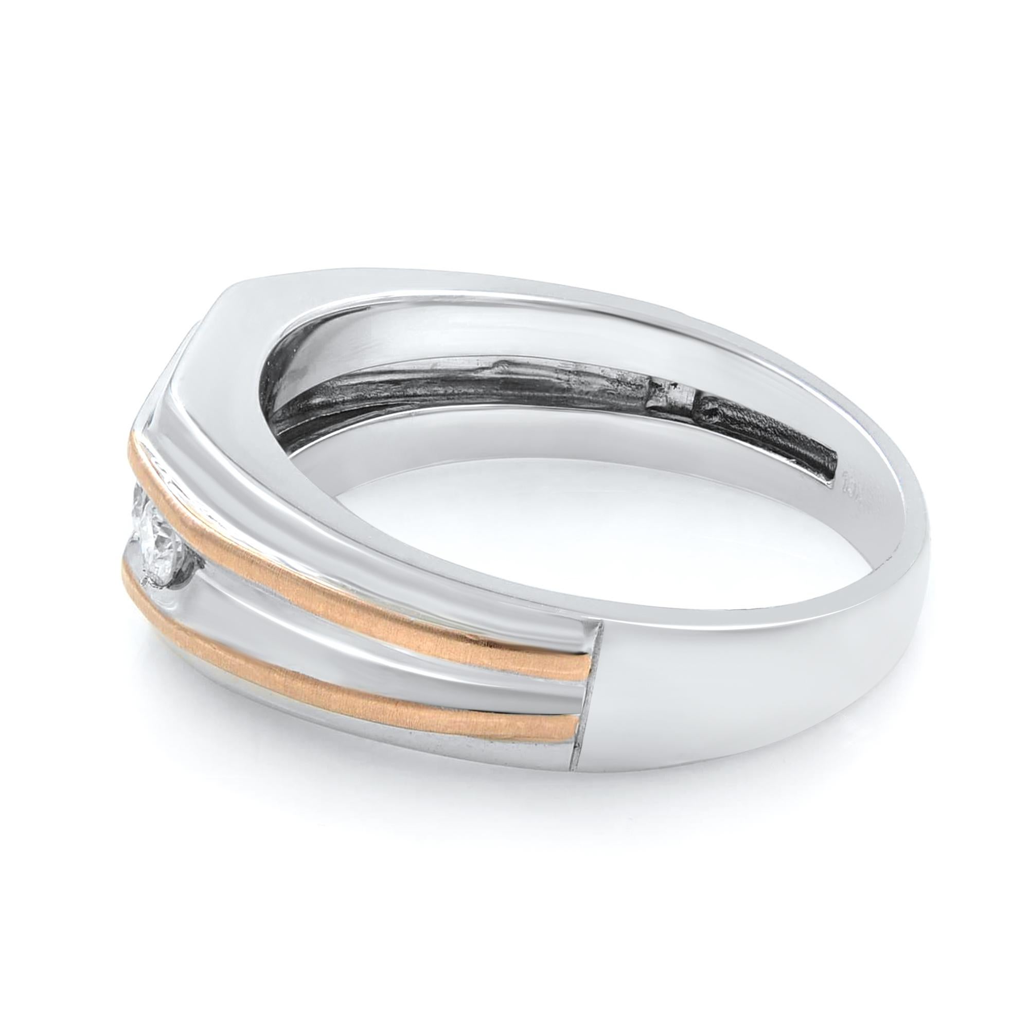 Rachel Koen Round Cut Diamond Men's Wedding Band 10k White Gold 0.50cttw Size 10 In New Condition In New York, NY