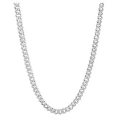 10K White Gold Round Diamond Cuban Link Necklace