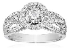 10 Karat White Gold Round Diamond Engagement Ring '1 Carat'