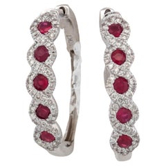10K White Gold Ruby & Diamond Earrings  .45 CTW Natural Rubies,   Fine Jewelry