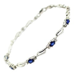 10 Karat White Gold Sapphire and Diamond Bracelet