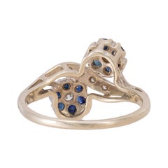 10K White Gold Sapphire and Diamond Cocktail Ring