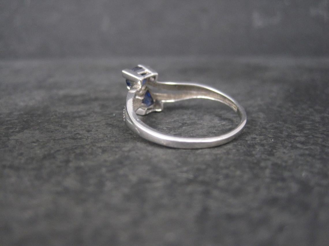 10K White Gold Sapphire Diamond Ring Size 9.75 In Excellent Condition For Sale In Webster, SD