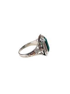 10K White Gold Simulated Emerald Ring #25452